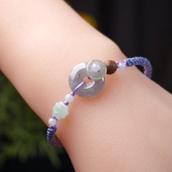 【願‧平安】冰種烏雞翡翠平安扣編織手鍊 | 天然A貨翡翠 | 送禮