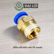 Green PC Pneumatic Quick Connector | Air Line Connector - Straight Connection of 1 Pipe End, 1 Threa