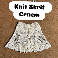KNIT SKIRT Floral Motif Cream See-Through BeachWear ok