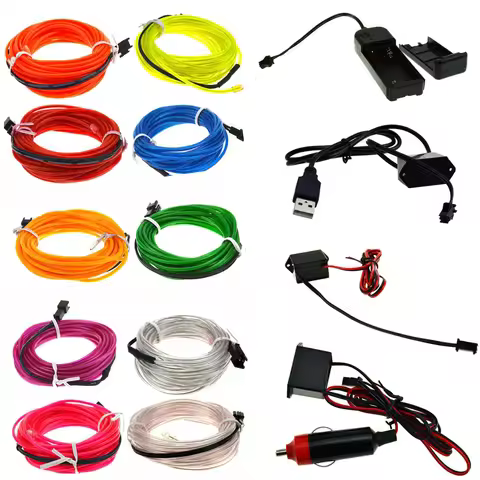 Hot LED Strip Flexible Neon EL Wire 5m 4m 3m 2m 1m 5V 3V 12V Waterproof Rope For DIY Car Party Room 