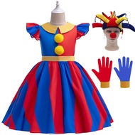 The Amazing Digital Joker Pomni Cosplay Costume Girls Pamni Dress 2024 Fashion Circus Fantasia Outfi