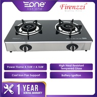 Firenzzi 4.1kW + 4.1kW 2 Burner Free Standing Tempered Glass Top Gas Stove FS-126 FS126