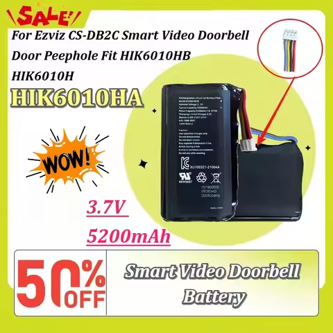 HIK6010HA 3.7V 5200mAh Rechargeable Li-ion Battery for Ezviz CS-DB2C Smart Video Doorbell Door Peeph