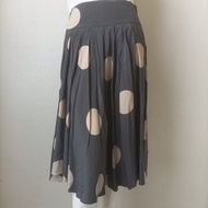 DKNY Silk Circular Skirt Midi Length Long Dot Pattern Gray Size 4