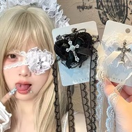 1/2Pcs Women Gothic Cosplay Eye Mask - Fashion Bowknot Necklace Accessories - Multifunction INS Jewe
