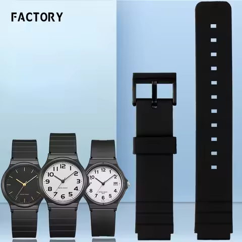 Watchband for Casio Small Black Watch Watch MQ-24 Mw59 MW-240 Men's and Women's Resin Silicone Watch