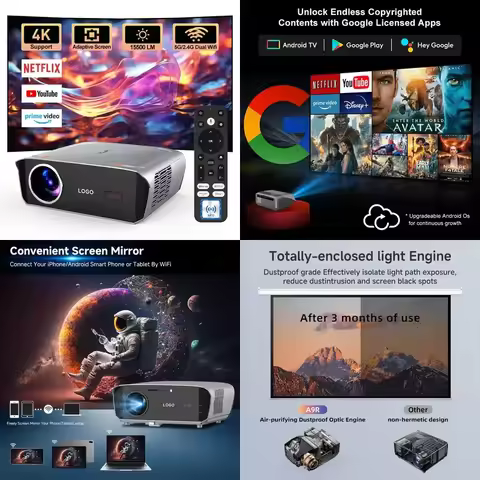 Factory OEM Google Certified A9G ATV Projector for Chromecast Android 11 NFC 4K LCD LED Projector wi