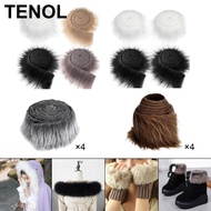 [TENOL] 4x Faux Fur Fabric Fuzzy Fur Costume Craft Toy DIY Artificial Fabric Patches for Gnomes Bear