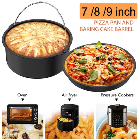 9/8/7Inch Air Fryer Accessories Oven Pizza Pan Cake Baking Barrel Molds for 3-5.8QT COSORI Gowise Ph
