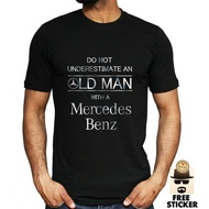 Mercedes Benz T Shirt Funny Never Underestimate An Old Man New Mens Top Christmas Klasik