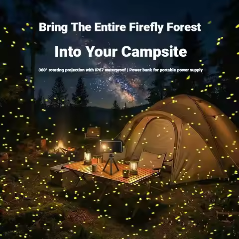 12W Portable Starry Sky Firefly Snowflake Projection Light | USB-Powered Outdoor Camping Lamp for Pa