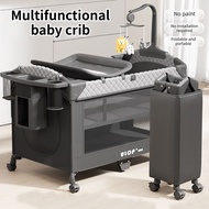 Foldable Baby Crib with Changing Table – Portable Travel Bed & Bedside Co-Sleeper, 4-in-1 Nursery Ce