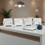 Tuya 4-Way 1/2/3/4 Gang WiFi Smart Switch, Mini Breaker, Smart Life App & Voice Control