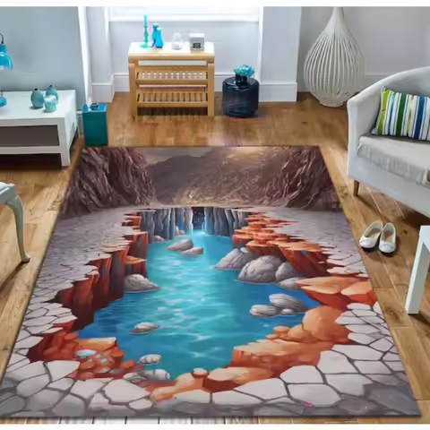 3D Rug Deep Hole Rug 3D Huge Crack Illusion Rug,Optical Illusion Rug 3D Design Rug, Glamorous Rug De