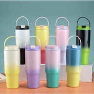 AL Tumbler Macaroon Tumbler Gradient With Handle 890ml Tumbler Aesthetic Tumbler Viral Tumbler Stain