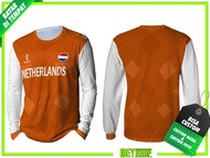 Baju Kaos Jersey Pria Lengan Panjang PIALA DUNIA 2022 NETHERLANDS BELANDA Fullprint 02