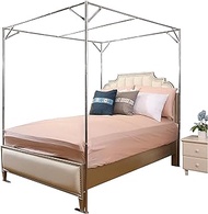 U 4 Corner Bed Canopy Post Frame Only Canopy Bed Frame Post Poles Canopy Bed Netting Stainless Steel Frame/Post Full/Queen Size Silver Thicken (Size : California King)