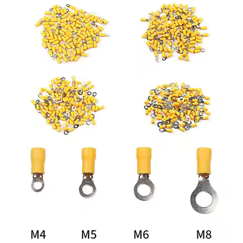 100/50/10Pcs Yellow RV5.5 M3 M4 M5 M6 M8 Ring Crimp Terminal Insulated Electrical Cable Wire Connect