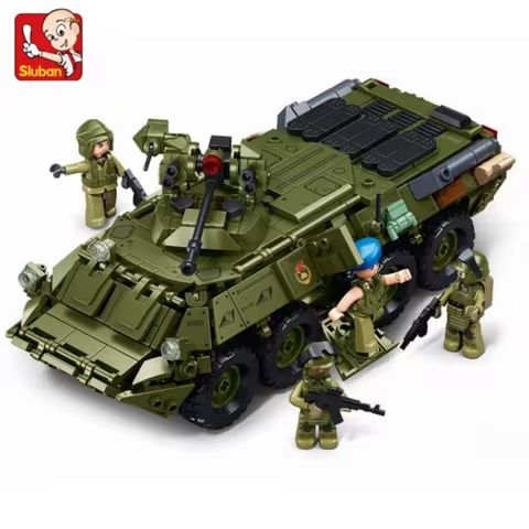 NEW Sluban 611PCS Military BTR-80AS IFV Armored Personnel Carrier Building Blocks Kit Model Bricks E