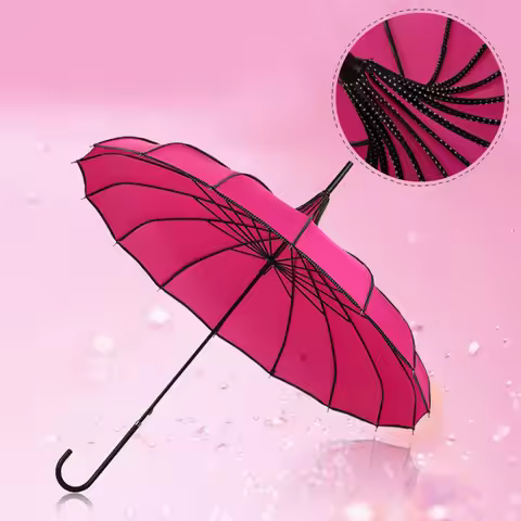 Pagoda Umbrella Vintage Wedding Party Bridal Sun Rain UV Protective Umbrella 16 Bone Pagoda Umbrella