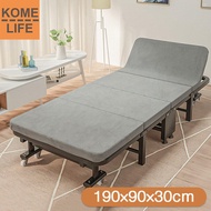 KOME LIFE เตียงพับได้ เตียงเสริมพับได้ พร้อมเบาะรองนอน เตียงเหล็ก มีล้อ รุ่นขนาดกว้าง 80 cm