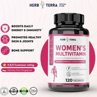 Herb Terra Women's Multivitamin – Vitamin D3, B Vitamins, Non-GMO, Memory & Cognition Support – 120 