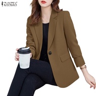 ZANZEA Women's Korean Style Long-Sleeve Button-Up Workplace Blazer