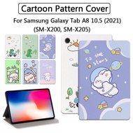 For Samsung Galaxy Tab A8 2021 10.5 inch Tablet Case,Cute Cartoon Pattern High Quality Leather Case Sweat-proof Non-slip Stand Flip Cover SM-X200 SM-X205