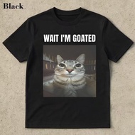 Wait Im Goated Cat Meme Print Summer Short Sleeve T Shirt
