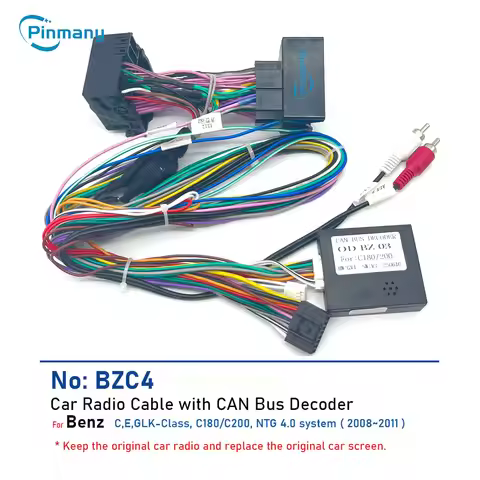 Car Radio Cable BZC4 16-pin Power Wire Harness Adapter with CAN Bus Decoder for 2008~2011 Mercedes B