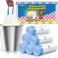 2 Gallon Trash Bags Drawstring 0.96 Mil - 120 Count Small Garbage Bags Unscented,White Mini Trash Ca