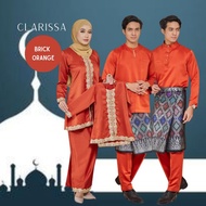 SET FAMILY SEDONDON CLARISSA LACE KURUNG MODEN IBU AYAH ANAK BAJU MELAYU RAYA 2024 brick orange|oren