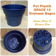 Pot Plastik Hitam GRACE no 12 dia 12cm utk Tanaman Hias Aglaonema DLL