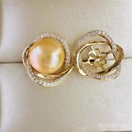 Factory Direct Sales Winding DIY Sterling Silver Double Hoop Earrings Empty Holder Inlaid Zirconium 