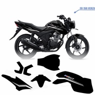 Decal CB 150 VERZA stiker CB VERZA 150 setiker dekal CB VERZA full body modifikasi motif HITAM CUTTI