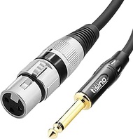 Tisino Female XLR to 1/4 (6.35mm) TS Mono Jack Unbalanced Microphone Cable Mic Cord for Dynamic Micr