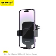 Awei X43 15W Car Wireless Charger Magnetic Intelligent charging Car Mount Glass panel physical button anti accidental touch Phone Holder Over voltage, over current and over temperature protection For all mobiles