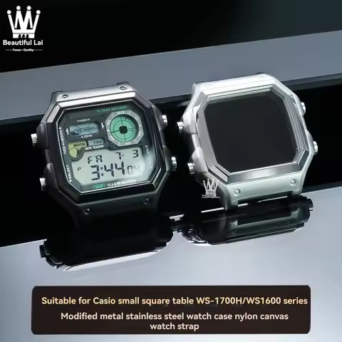 For Casio Sport Watch 3562 WS-1700H Modified Metal Case WS-1600 Movement Stainless Steel Case Nylon