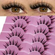 7 Pairs Manga Wispy Natural Wet Look Eyelashes Grafting-Like Effect Faux Mink Lashes Clear Band Y2K 