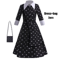 ชุดชุดคอสเพลย์และกระเป๋าวิก MQATZ ชุดเสื้อผ้าเด็กสีดำสำหรับเด็กผู้หญิงชุดงานคาร์นิวัลโกธิคเสื้อผ้าสำ