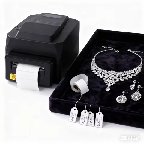 Thermal Jewelry Label Printer for Gem Shops Barcode Tag Creator for Gold Silver Diamond Items