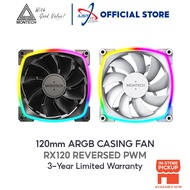 MONTECH RX120 REVERSED PWM 120mm ARGB CASING FAN - (BLACK / WHITE)