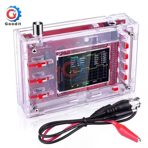 DSO138 Fully Assembled Digital Oscilloscope 2.4 Inch TFT LCD Display with Alligator Probe Clip Acryl
