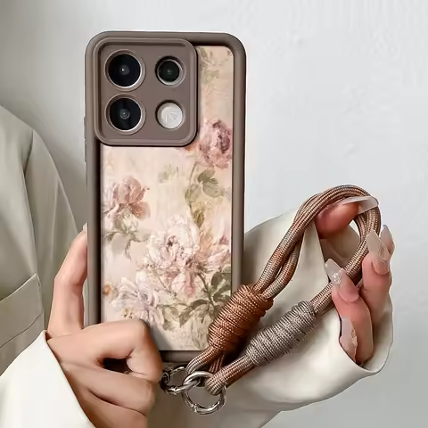 Wrist Chain Lanyard Phone Case For Xiaomi Poco X6 F6 F7 X7 M7 M6 F5 X5 X3 M3 Pro C55 C50 C51 65 75 7