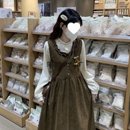 casual outfit set for woman outfit woman Autumn Retro Cherry Strap Two-Piece Set - Dress & Stand-up 