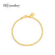 MJ Jewellery 916/22K Gold Ball Bead Chain Bracelet T014 (Full Gold)