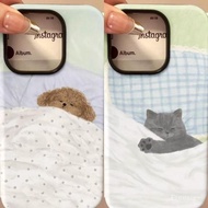 Blue Cat Pattern Double-Layer Protective Case "Sleep" Theme Shockproof with Screen Protective Film S