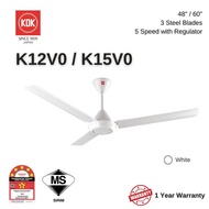 KDK K15V0/K12V0 Regulator Ceiling Fan 60"/48" (White)