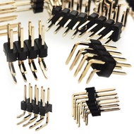 2.54mm Right Angle 2*3/4/5/6/8/10/40P Double Row R1 B6mm 0.1" Gold High Temp Reflow Male Brass Pin H