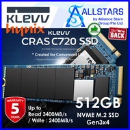 (ALLSTARS : We are Back / DIY Storage Promo) KLEVV Cras C720 / KLEVV C720 512GB NVME M.2 SSD / PCIe Gen3x4 High Performance SSD / up to Read 3400MB/s, Write 2400MB/s / Internal SSD (KLVSSDK512GM2SP0) (Warranty 5years with TechDynamic)